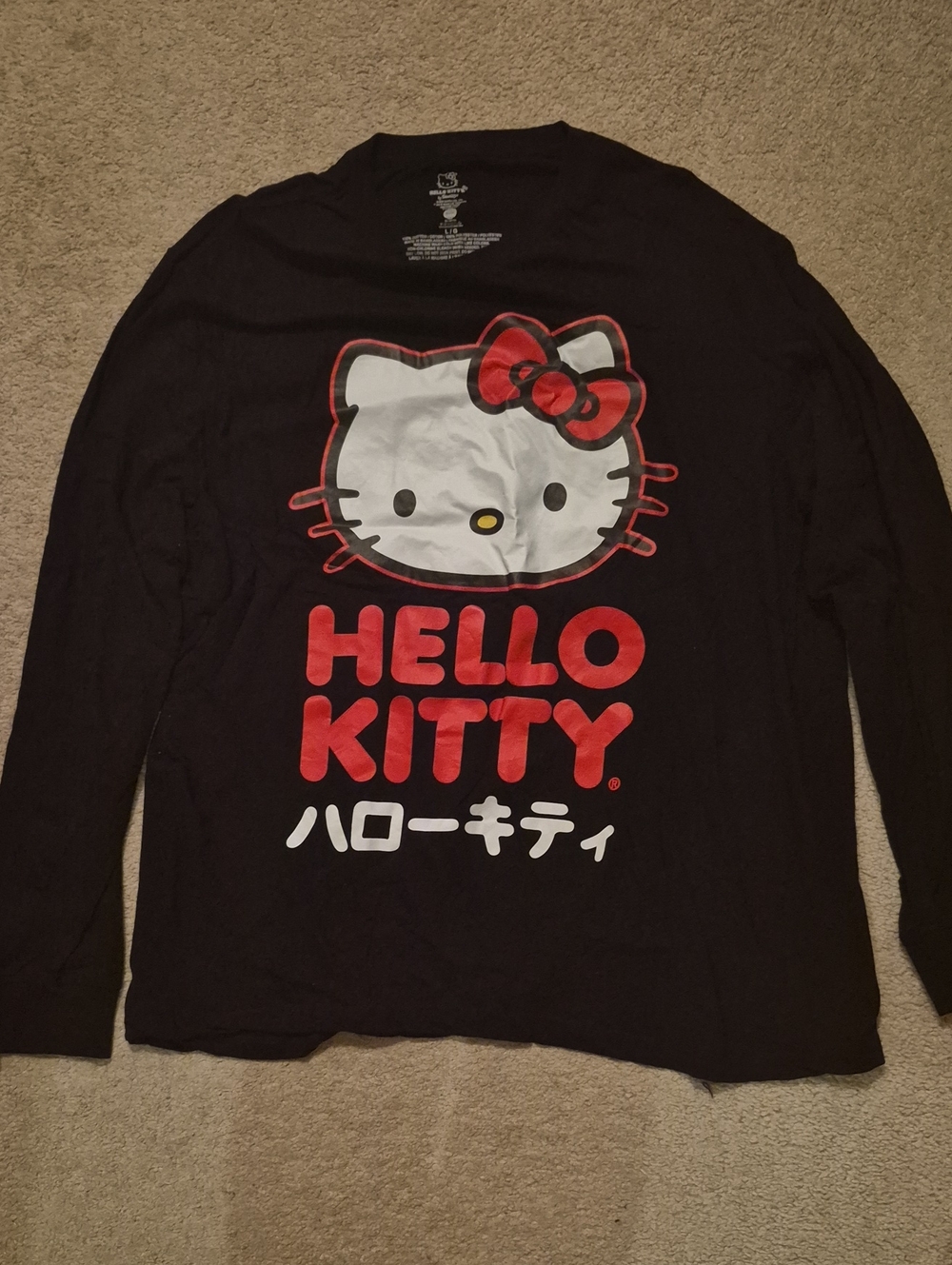Hello Kitty Bioworld Black Long Sleeve Tee Size L